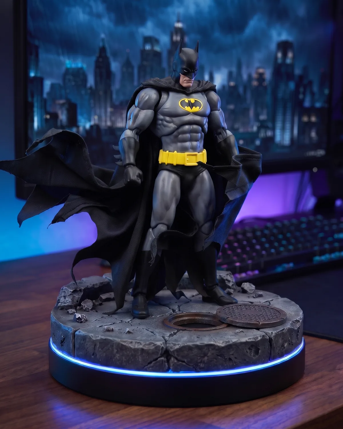 WayneMist figure humidifier on a gaming desk
